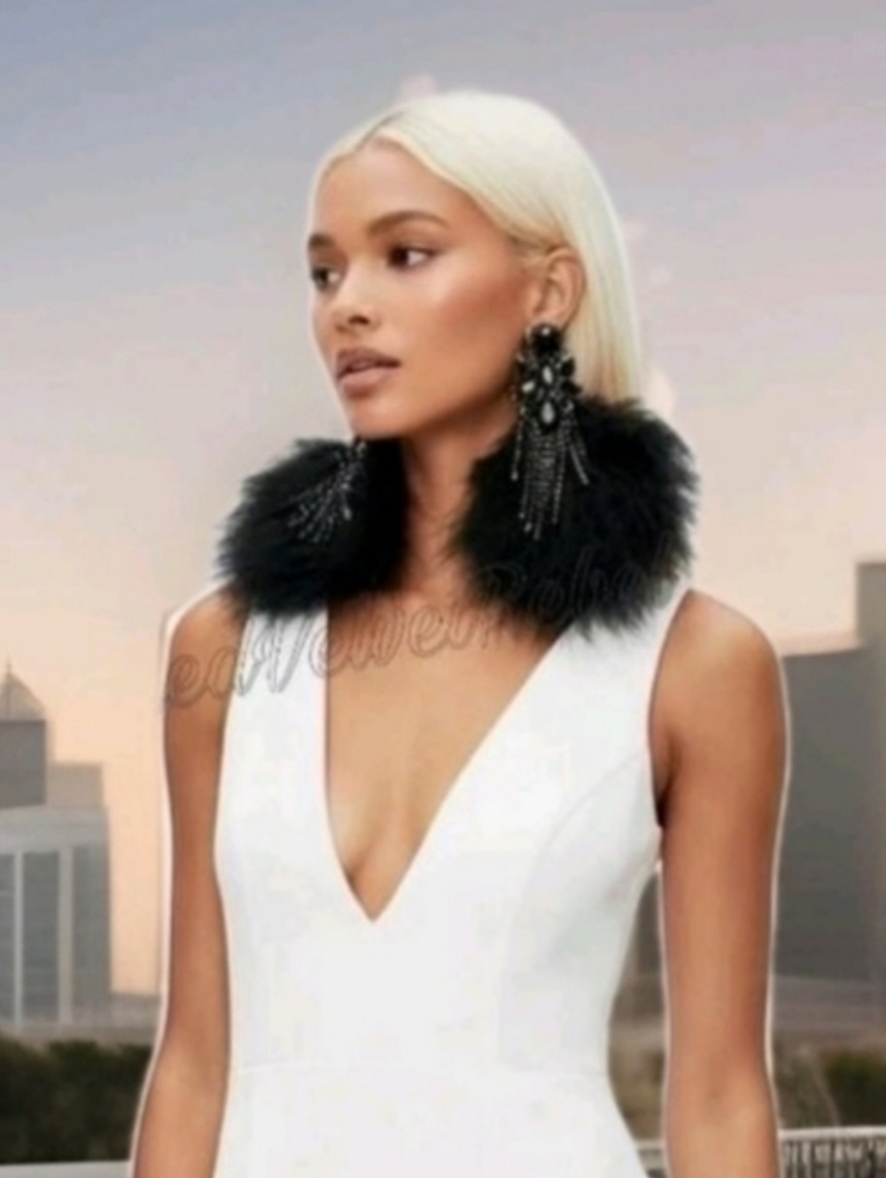 NWT Handmade Avante Garde Oversized Black Crystal Feather  Gunmetal Earrings